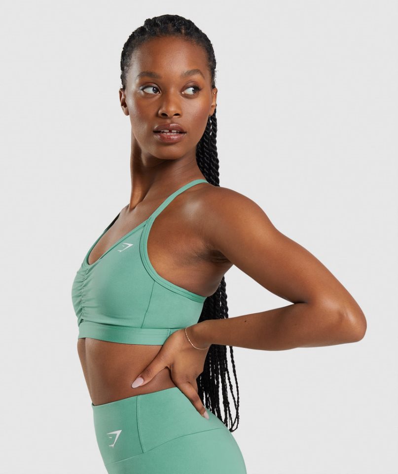 Women's Gymshark Ruched Sports Bra Green | CA D1N83A